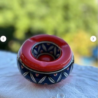 A965015868 El Yapımı Seramik Kapaklı Küllük Çap 10 cm Yükseklik 6 cm