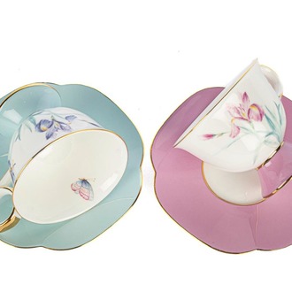 P367.389437 Lilyum 2'li Rastgele Renk Kahve Fincan Set Butik Porselen