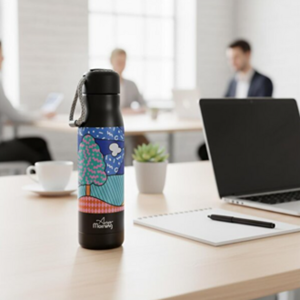 ANY212122547 Any Morning 600 ml Paslanmaz Çelik Termos, Çift Duvarlı, Sızdırmaz Kapaklı, Siyah