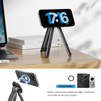 Manyetik 3’ü 1 Arada Ayarlanabilir Masaüstü Laptop Tablet Telefon Standı