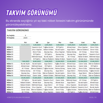 Nöbetçi Çizelgesi Planlama Programı