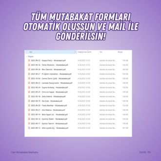 CARİ MUTABAKAT MEKTUBU [Otomatik Oluşturma ve Mail Gönderimi]