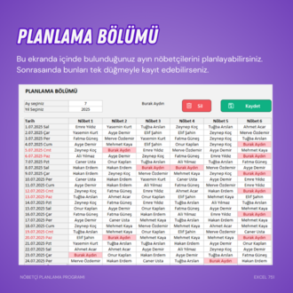 Nöbetçi Çizelgesi Planlama Programı