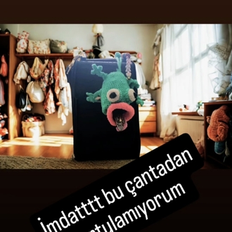 Anahtar yutan şaşkın kurbağa amigurumi anahtarlık 