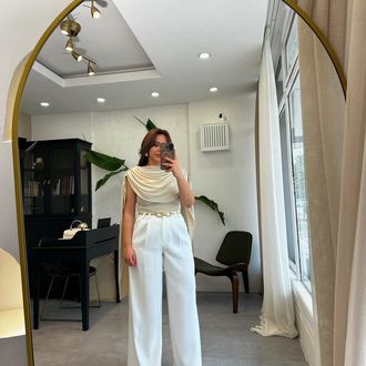 Taş Rengi Şal Detay Bodysuit 
