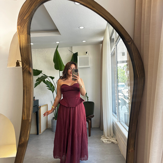Bordo Kırışık Etek