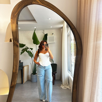 Dantel Detay Eskitme Denim Palazzo