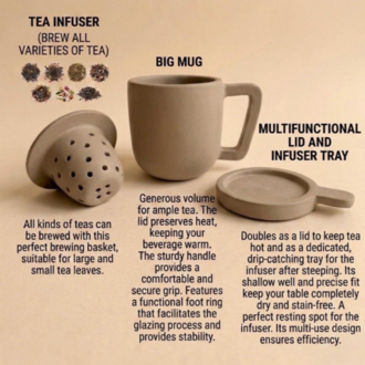 Tea Brewing Set Template: Mug, Infuser, Lid and Plate Ceramic Pottery (Printable PDF A4 size)