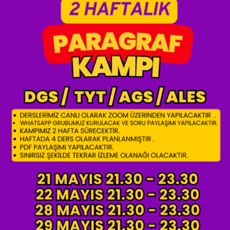 ÇIKMIŞ SORULARLA 2 HAFTALIK PARAGRAF KAMPI