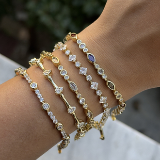 Suyolu oval taş bileklik |14K VİP KAPLAMA