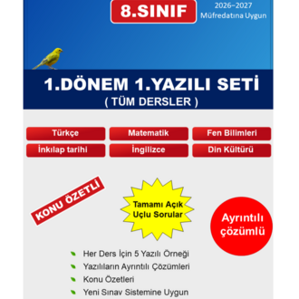 8.Sınıf Tüm Dersler Konu Anlatımlı Kitap + Yazılı Seti