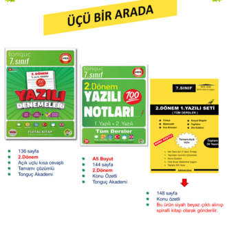 7.Sınıf Tonguç Akademi Yazılı Kitapları + 7.Sınıf Yazılı Seti
