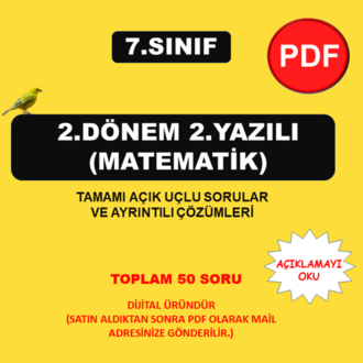 7.Sınıf 2.dönem 2.Yazılı - Matematik (PDF)