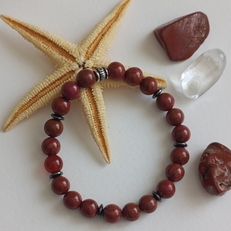 Yaşam Ateşi Red Jasper & Hematit Bileklik 