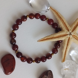 (Carnelian Agate) Kırmızı Akik & Hematit Bileklik 