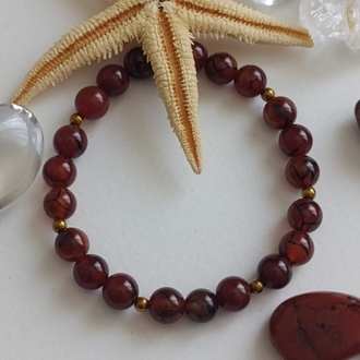 (Carnelian Agate) Kırmızı Akik & Hematit Bileklik 