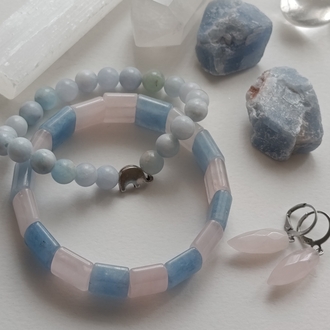 İlahi Şifa Pembe Kuvars & Aquamarine 