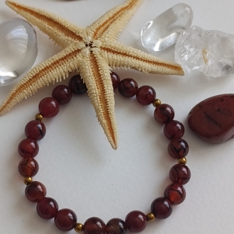 Carnelian Agate Kırmızı Akik & Hematit Bileklik 