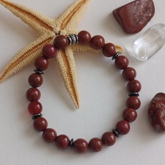 Yaşam Ateşi Red Jasper & Hematit Bileklik 