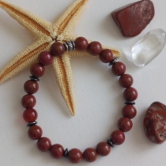 Yaşam Ateşi Red Jasper & Hematit Bileklik 