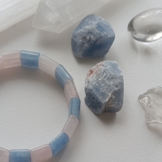 Okyanusun Kalbi Pembe Kuvars & Aquamarine Bileklik 