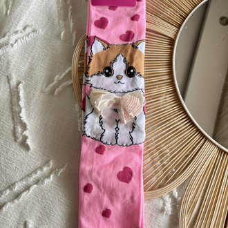 3D FİYONKLU KEDİ UZUN ÇORAP