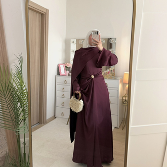 Broşlu saten abiye 