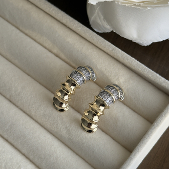 Kıvrımlı Spiral Küpe - Gold Silver