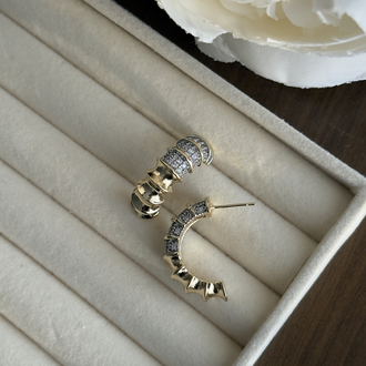Kıvrımlı Spiral Küpe - Gold Silver