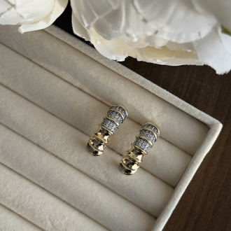 Kıvrımlı Spiral Küpe - Gold Silver
