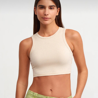 Dilvin dikiş detaylı crop top - BEJ MENANJ