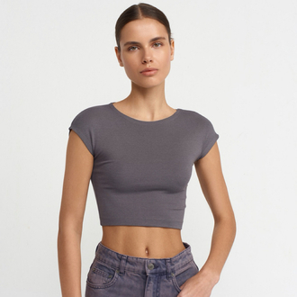 Dilvin modal pamuklu T- Shirt - Füme