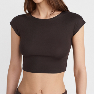 Dilvin modal pamuklu T - Shirt - koyu kahve