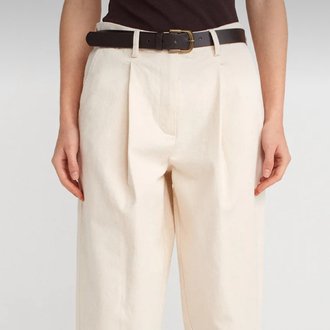 Dilvin EKRU kemerli pensli pantalon 