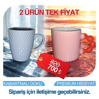 2 ÜRÜN TEK FİYAT - Gri - Gold çift renk  ve Pembe gövdeli turuncu saplı kupa bardak