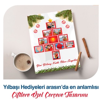Yılbaşı Çiftlere Özel Çerçeve Tasarımı - Beyaz Çerçeve