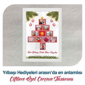 Yılbaşı Çiftlere Özel Çerçeve Tasarımı - Beyaz Çerçeve