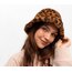 Leopar Peluş Kahverengi Bucket Şapka