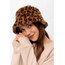 Leopar Peluş Kahverengi Bucket Şapka