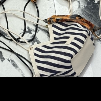 beach bag Krem Laci çizgi desen