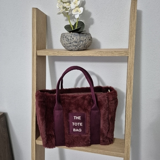 Tote Bag Peluş Bordo