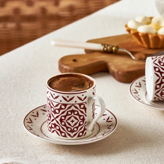Emsan Verano New Bone 6 Kişilik Kahve Fincan Takımı 90 ml Bordo
