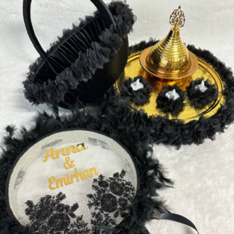 Black Elegance – Henna Set und Braut Tamburin in Schwarz|  EW-292657