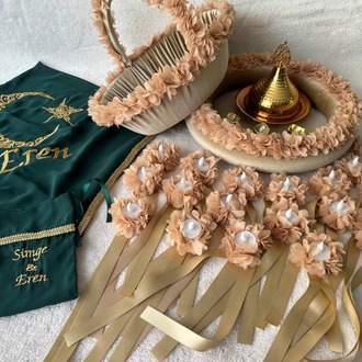 Beige Blossom – Lasergeschnittenes Henna-Set mit Blumen | EW-292656