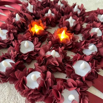 20 Stück personalisierte LED-Handkerzen mit lasergeschnittenen Blumen | EW-292648