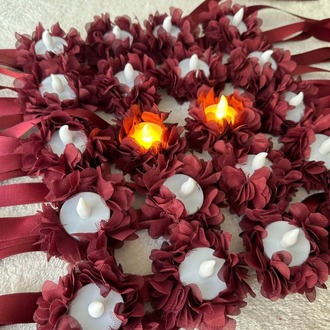 20 Stück personalisierte LED-Handkerzen mit lasergeschnittenen Blumen | EW-292648