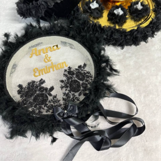 Black Elegance – Henna Set und Braut Tamburin in Schwarz|  EW-292657