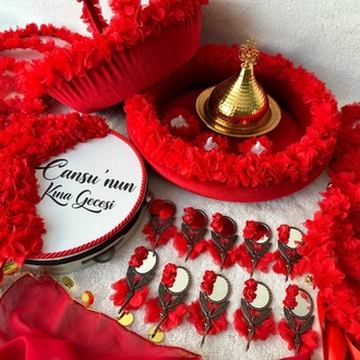 Exklusives rotes Henna-Set im Avantgarde-Stil | EW-292692