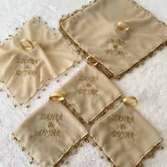 20 Stück personalisierte Halay-Taschentücher aus Chiffonstoff mit Pailletten | EW-292928