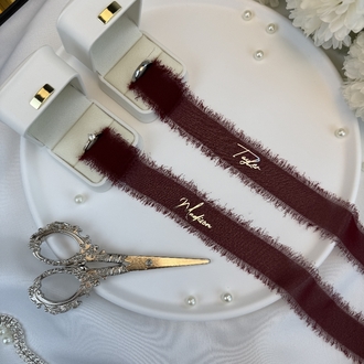 Personalisierte Satin-Seiden-Schleife für Verlobung/Hochzeit, 1 mt | EW-292969